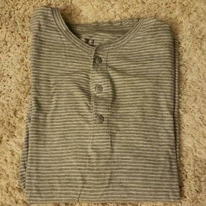 GAP Men's Grey/White Stripe Button Long Sleeve